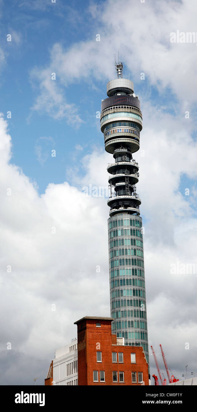 The BT Tower is previously known as the Post Office Tower, the British Telecom Tower.  Stock Photo