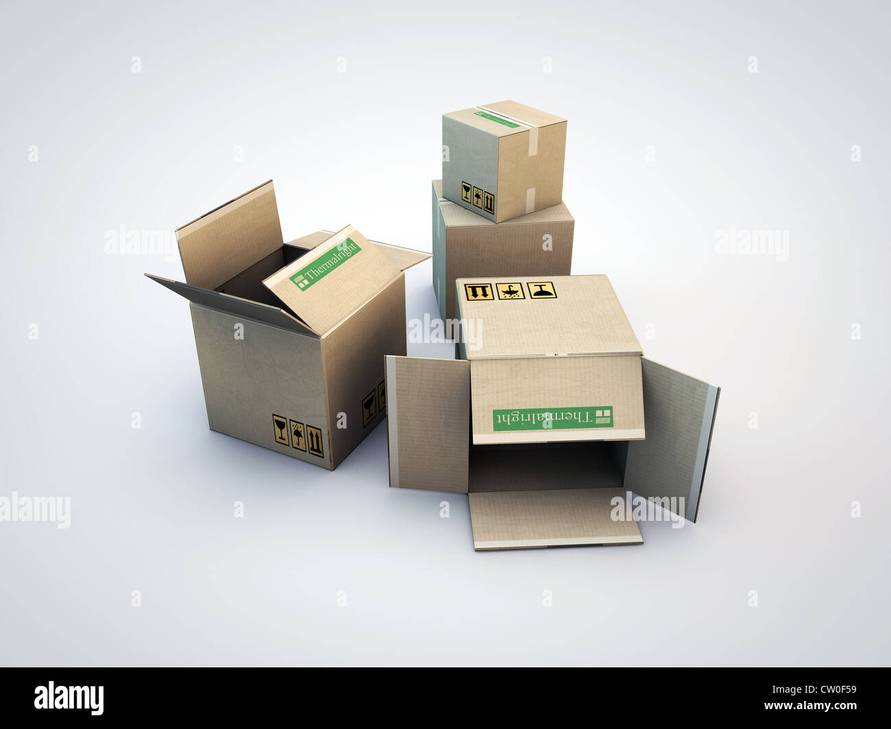 cardboard boxes isolated on white background Stock Photo - Alamy