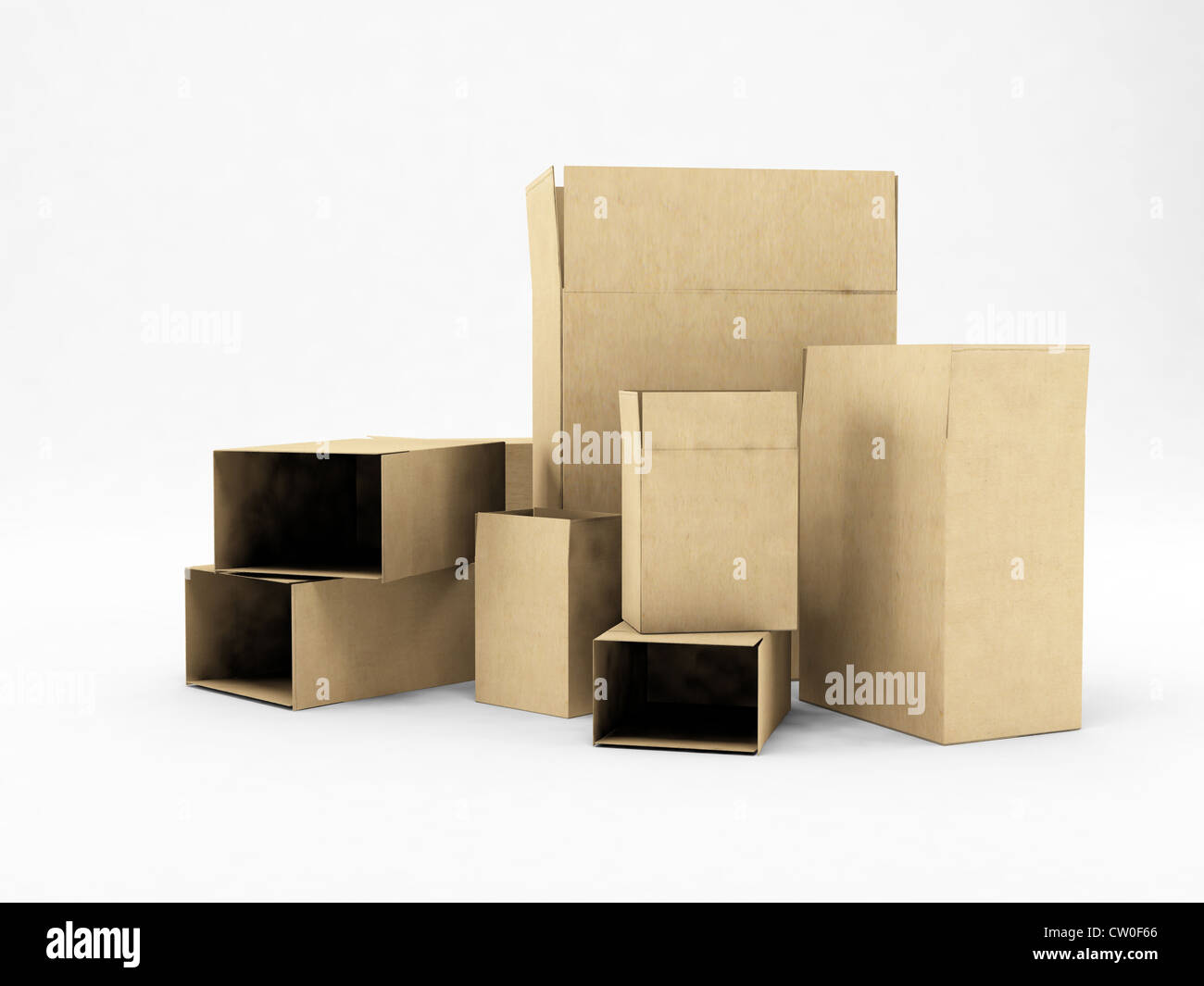 cardboard boxes isolated on white background Stock Photo - Alamy
