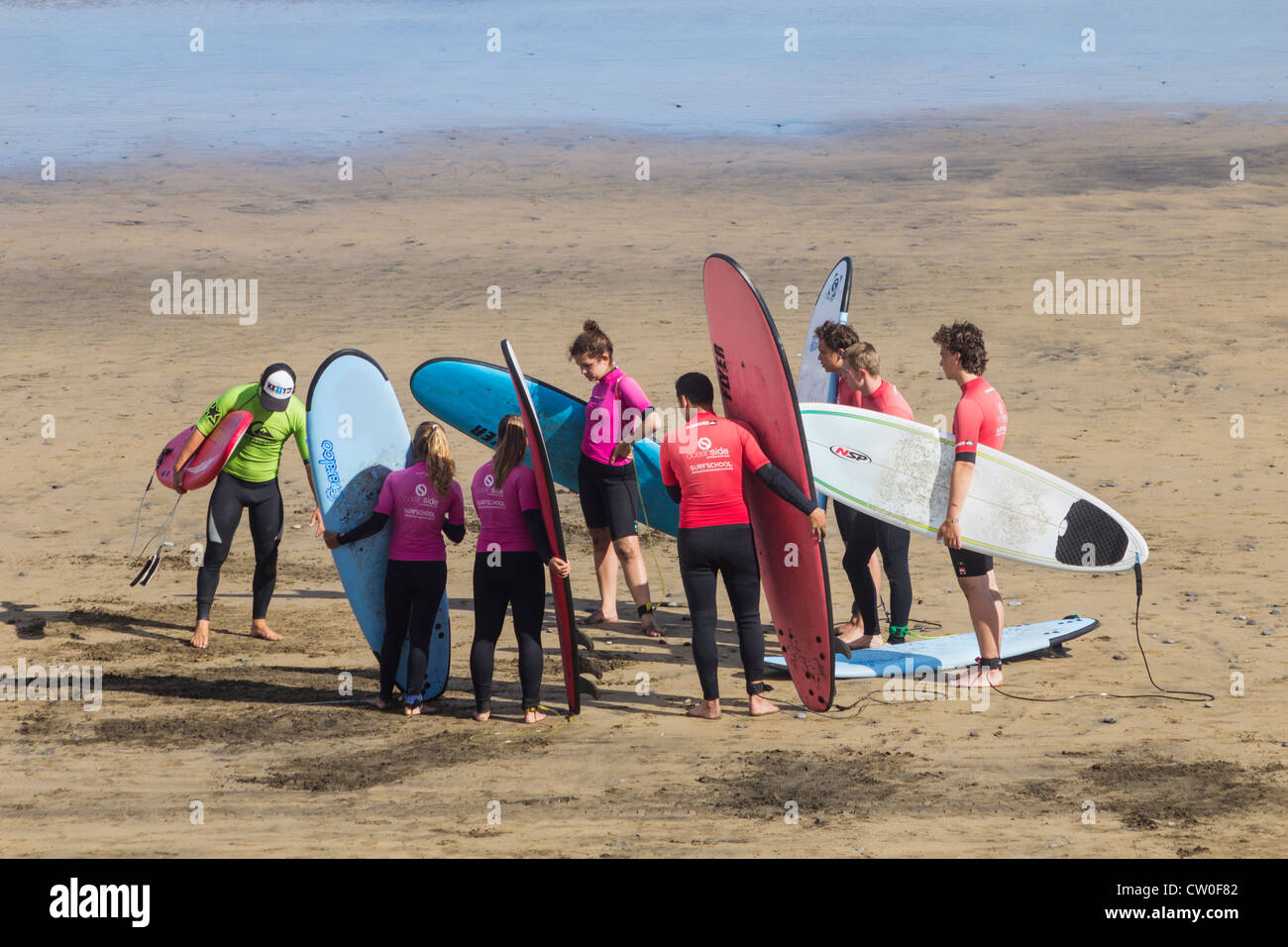 Surfing lesson at La Cicer on Las Canteras beach in Las Palmas, Gran Canaria, Canary Islands