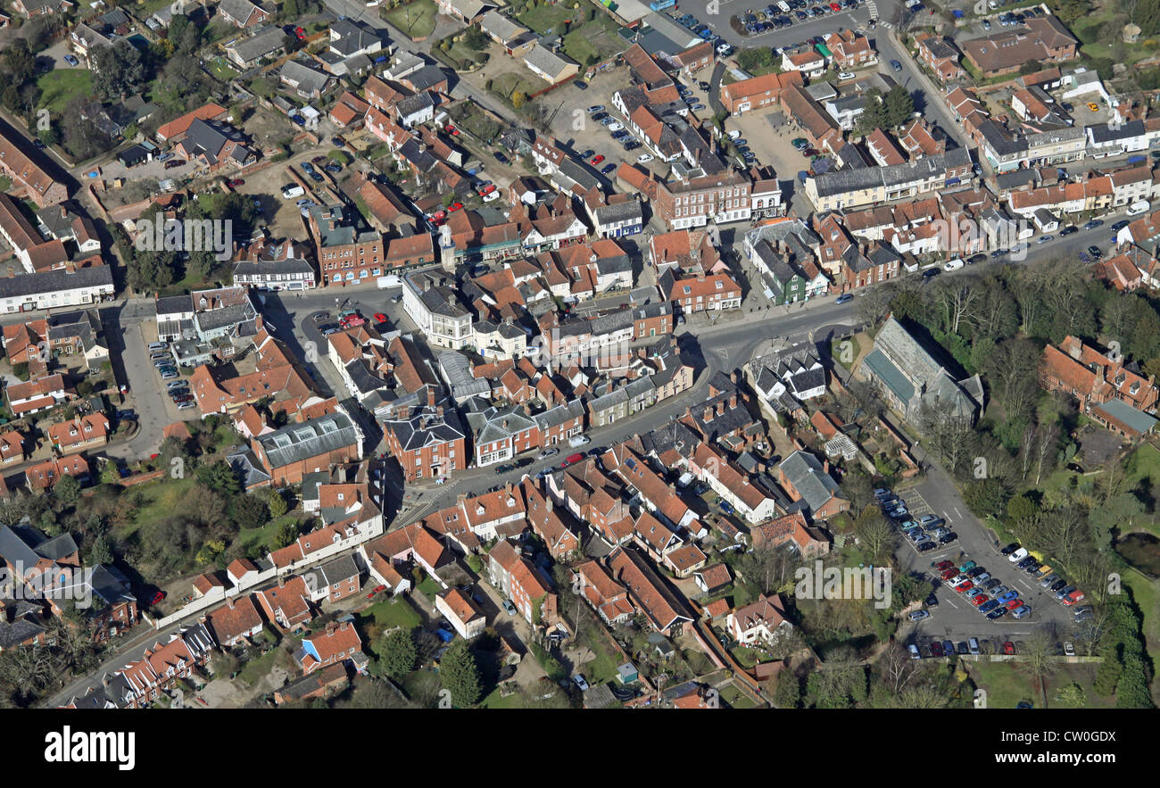 aerial view of Harleston village, Norfolk Stock Photo