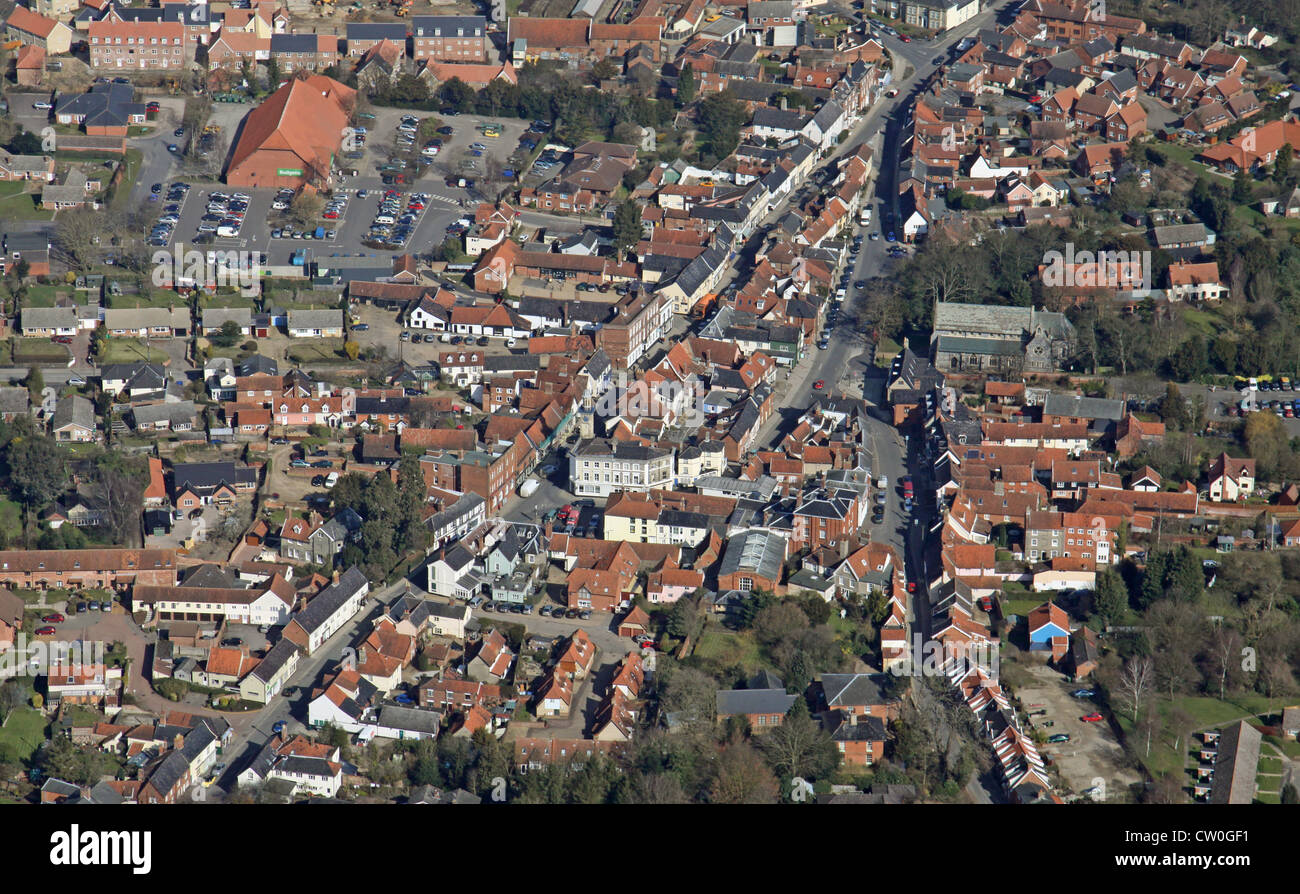 aerial view of Harleston village, Norfolk Stock Photo