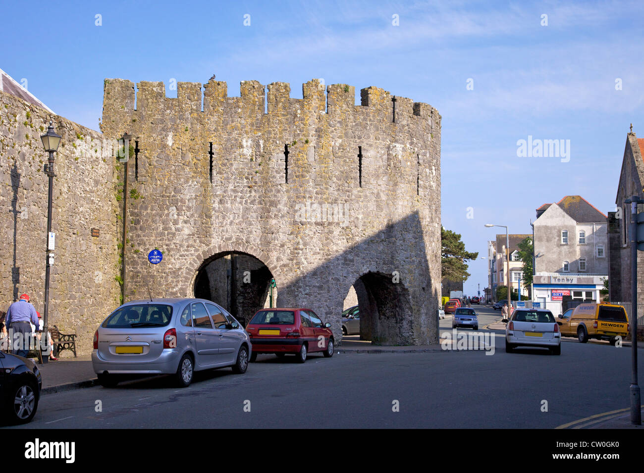 Five Arches, part of the fortified town walls in Tenby, Pembrokeshire National Park, West Wales, Cymru, UK, United Kingdom, GB, Stock Photo