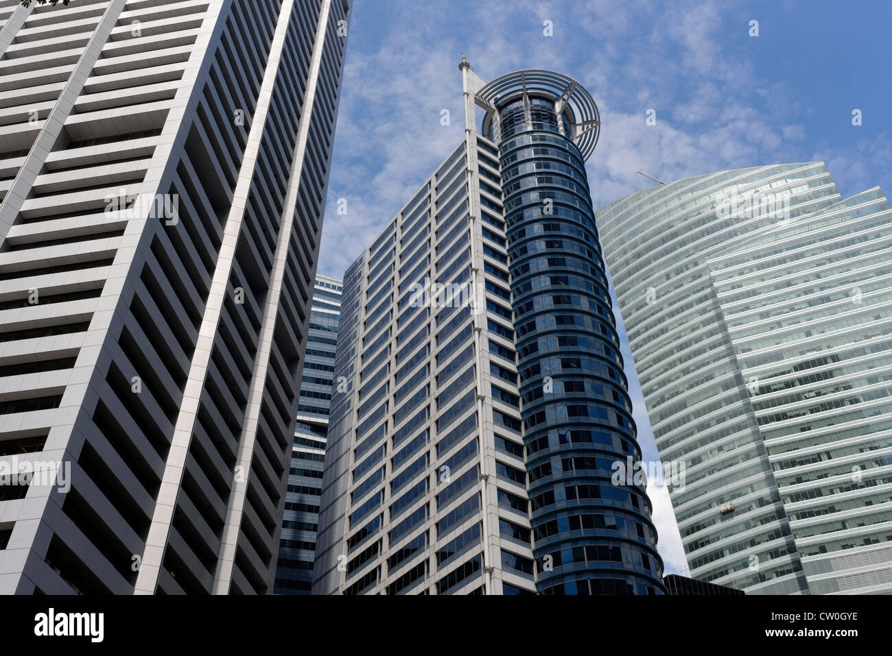 Chevron Tower, Singapore, with distinctive circular roof. Stock Photo