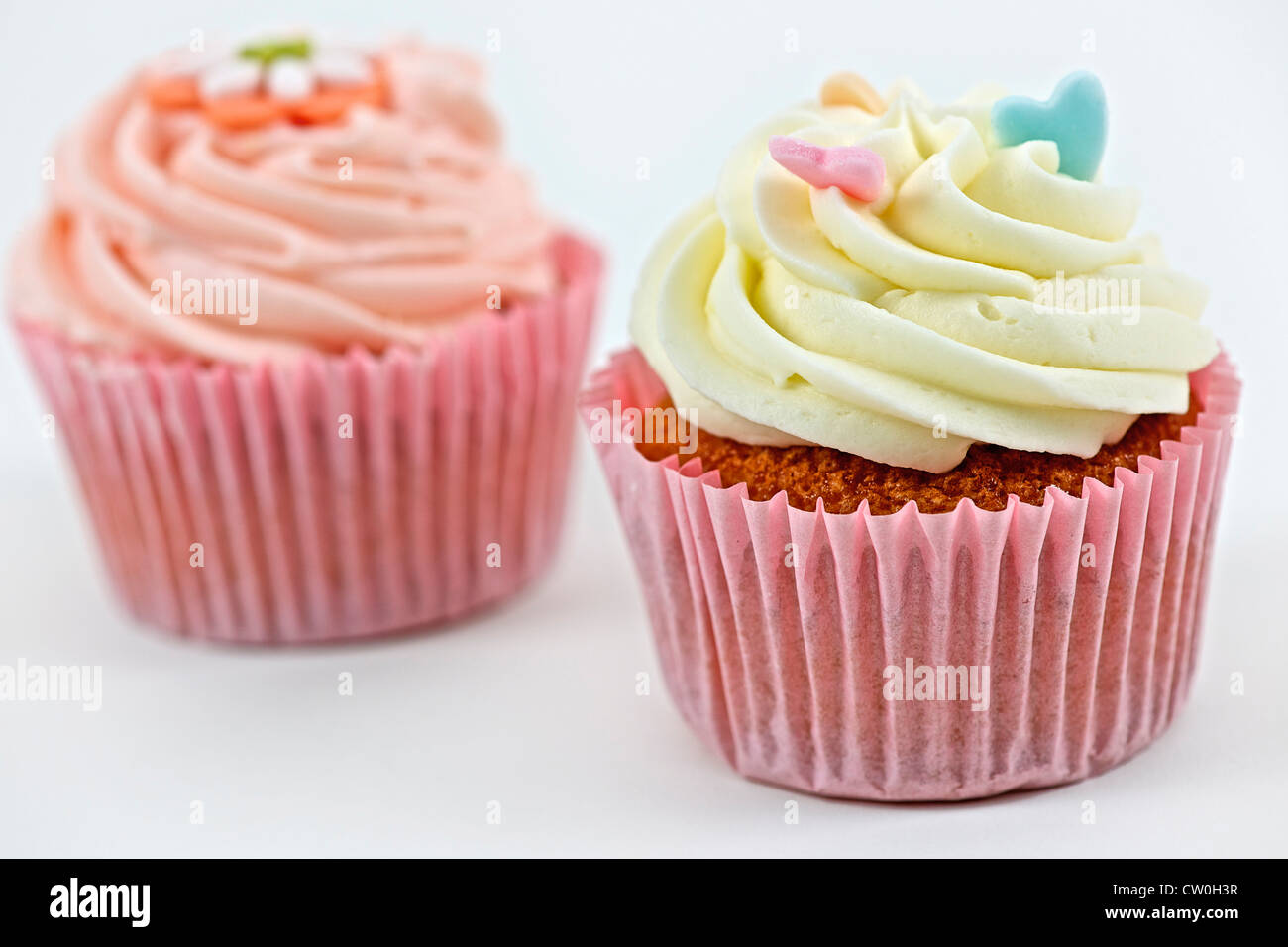Close up of decorated cupcakes Stock Photo
