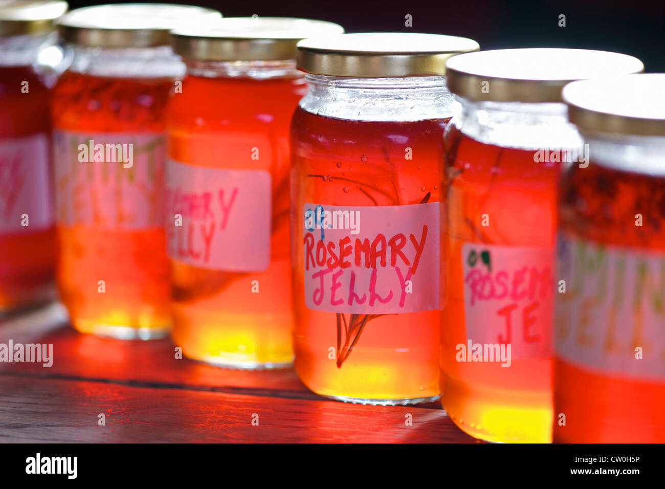 Jars of homemade preserves Stock Photo