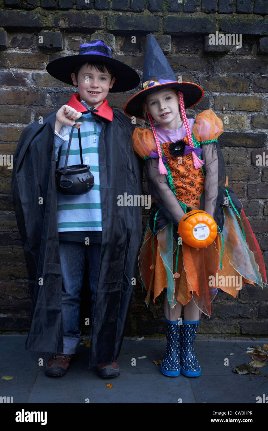 Children wearing Halloween costumes Stock Photo Alamy