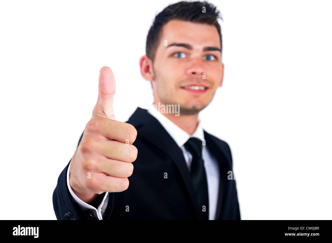 Isolated young business man approval Stock Photo