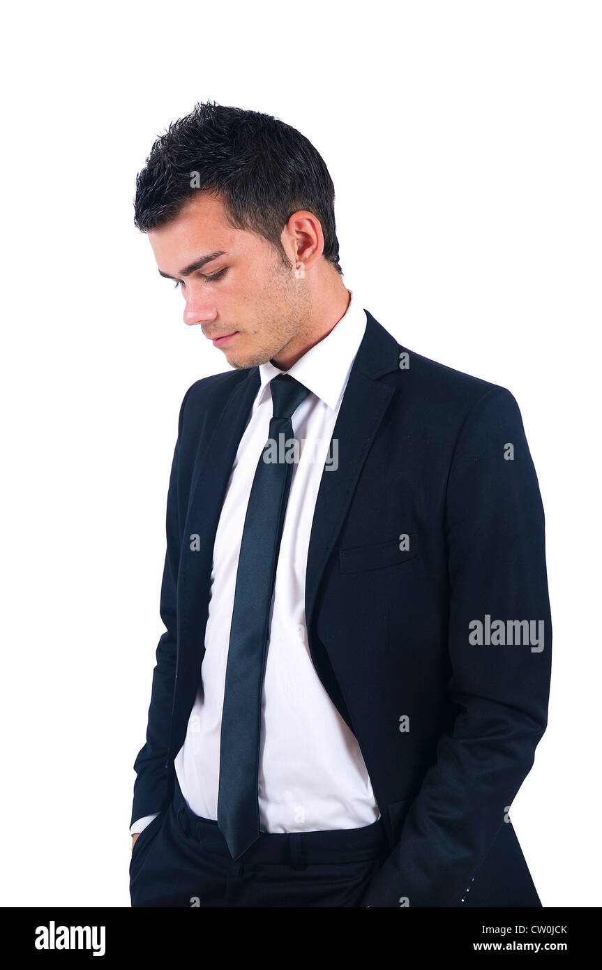 Isolated young business man standing Stock Photo - Alamy