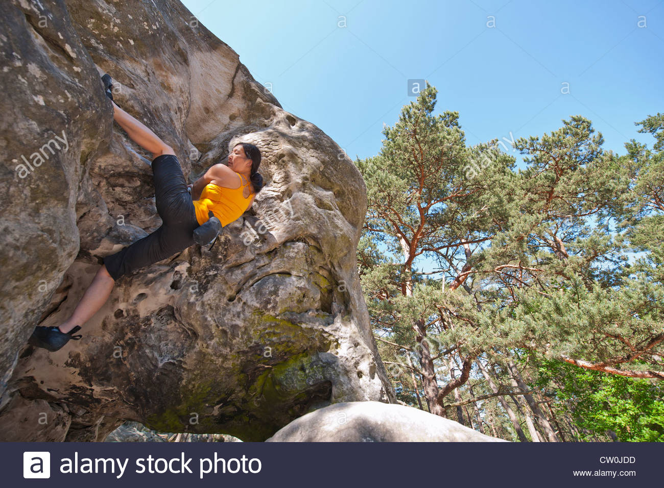 Fontainebleau Climbing Stock Photos & Fontainebleau Climbing Stock