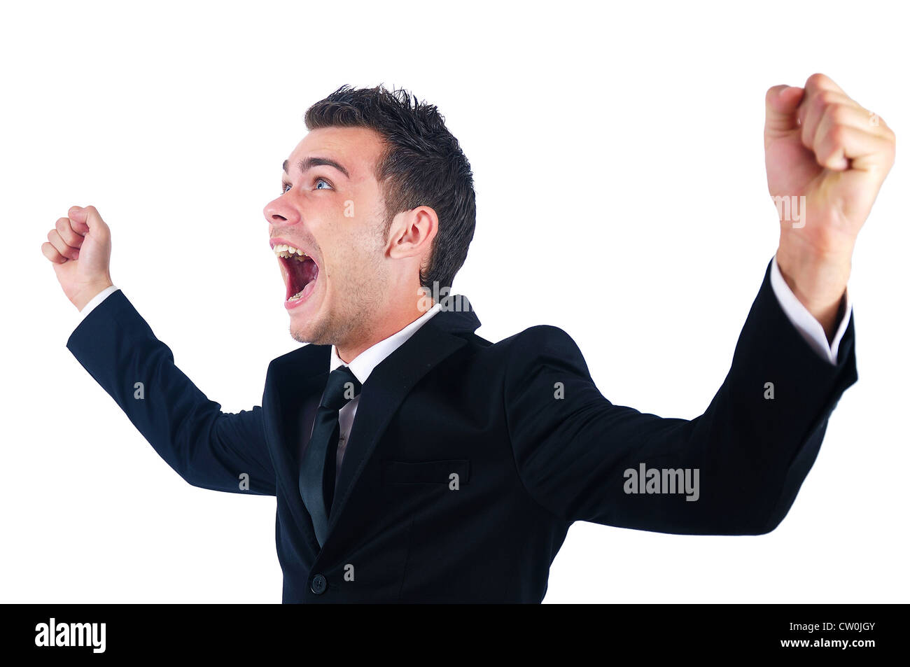 Isolated young business man happy Stock Photo