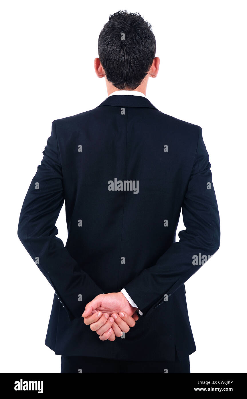 Isolated Young Business Man Back View Stock Photo Alamy