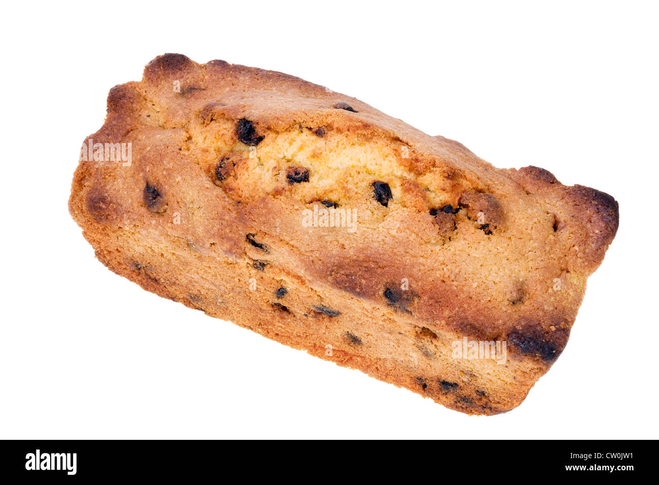 Ugly overdone spoiled dried cake with raisins for poor people isolated studio shot macro. Selective focus Stock Photo