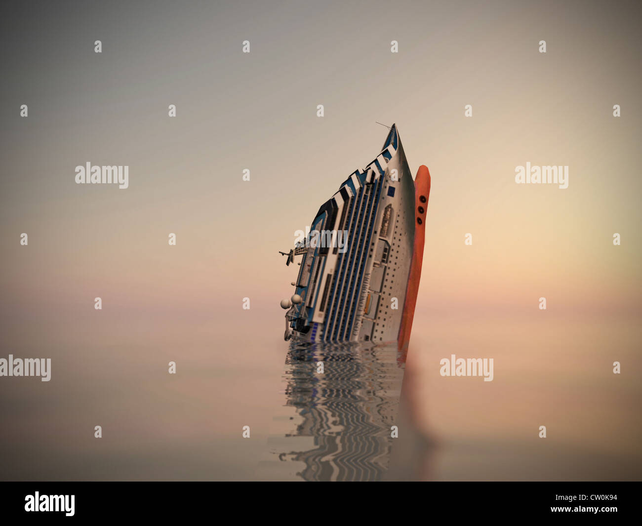 Cruise Ship Sinking In The Sea Stock Photo 49802288 Alamy