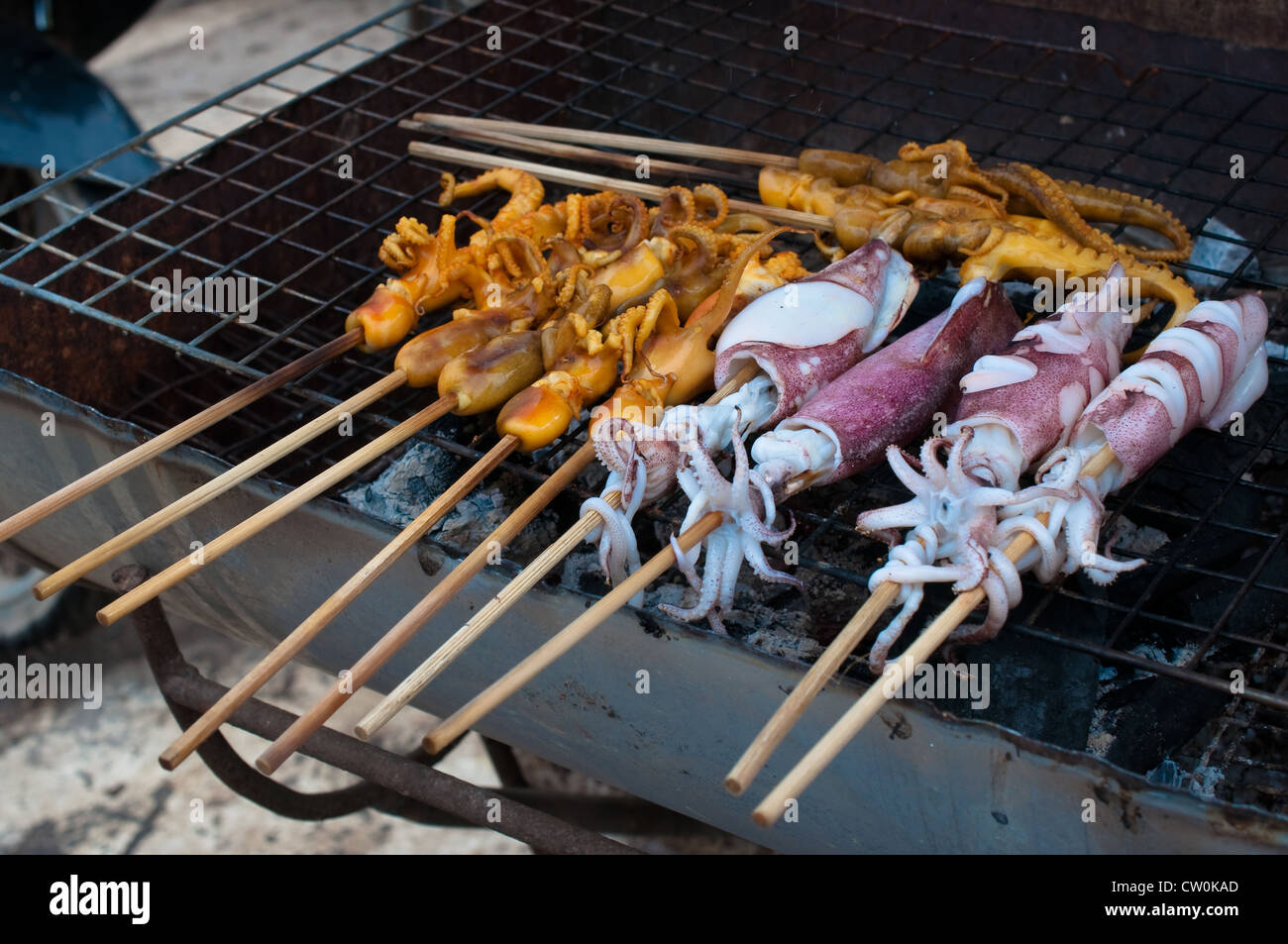 roasts squid in roasts stove Stock Photo - Alamy