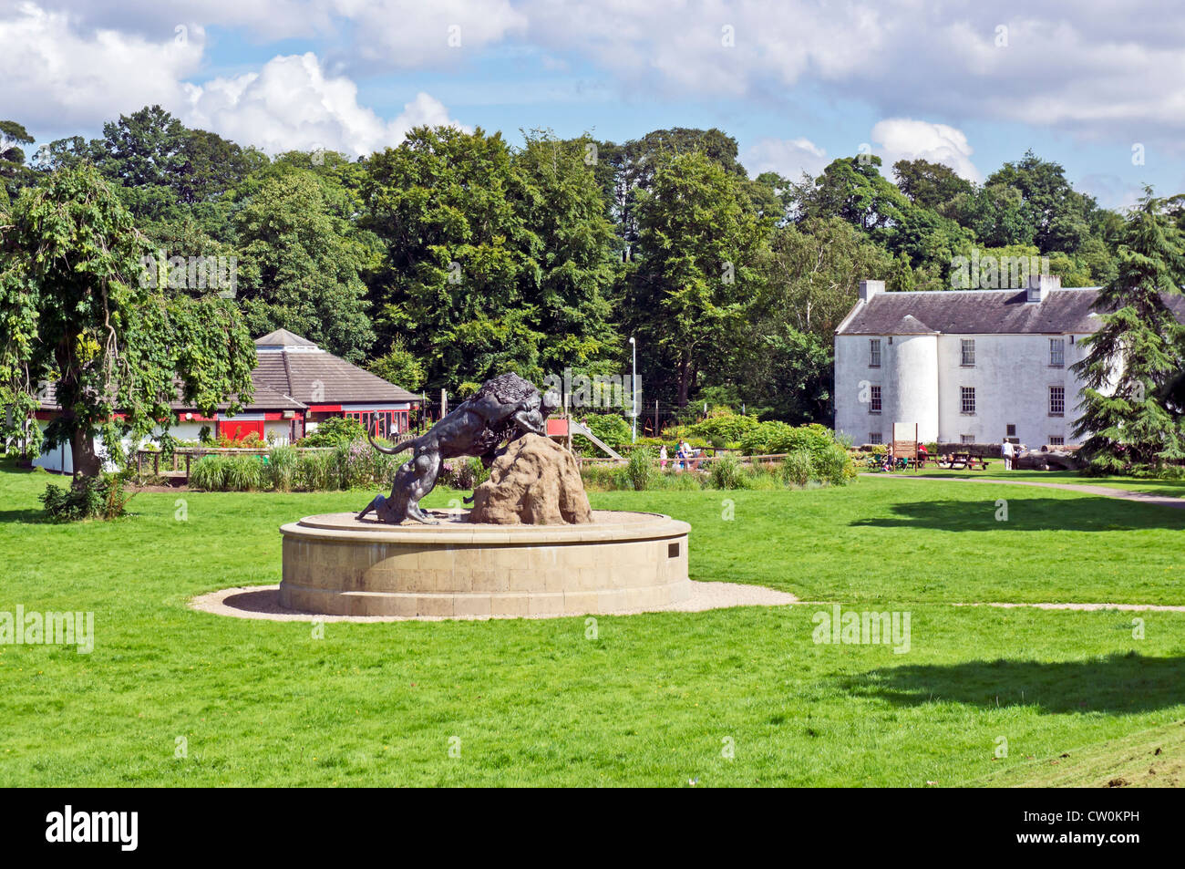 The David Livingstone Centre Blantyre Scotland with sculpture of a lion