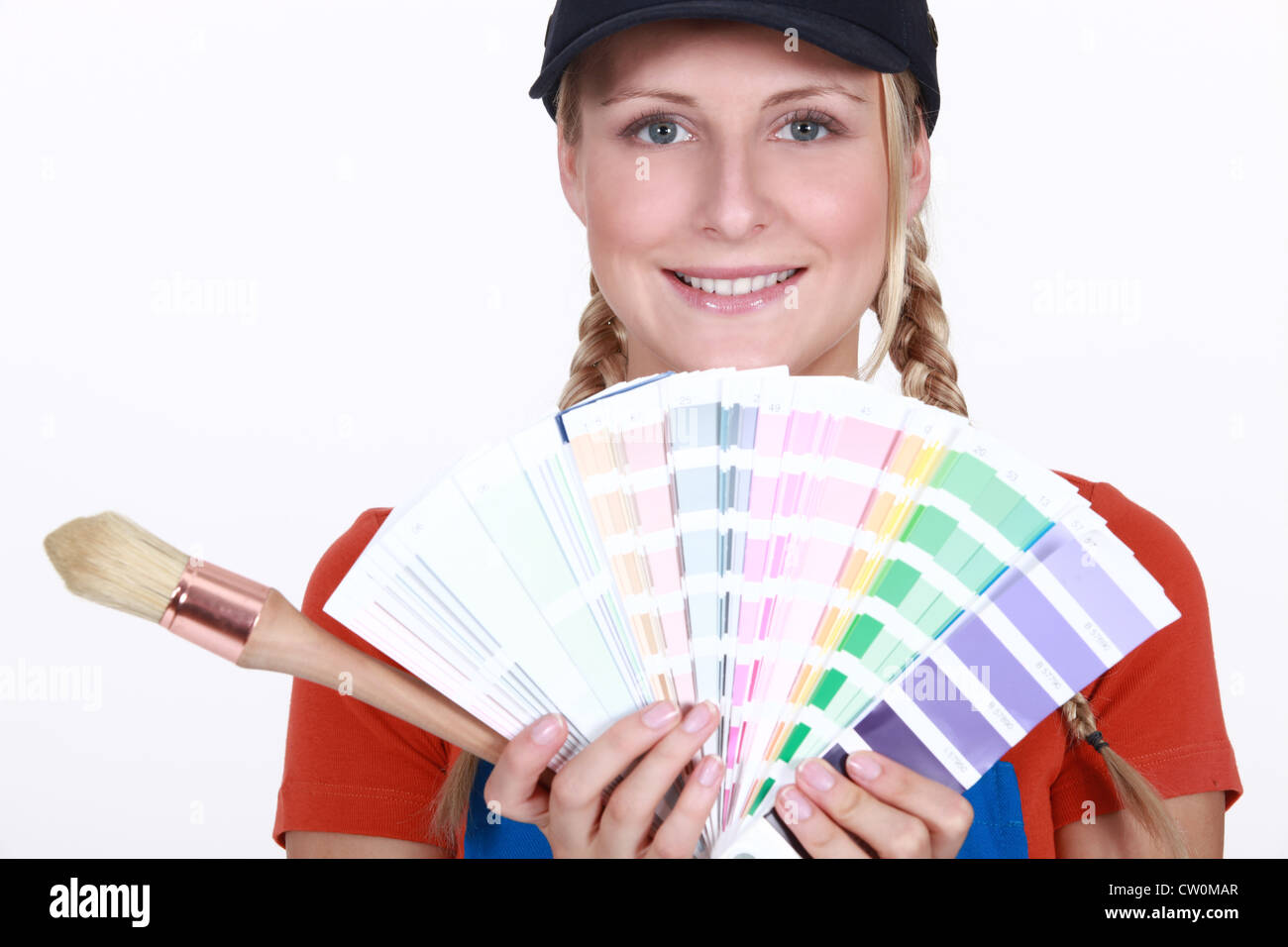 Decorator with a color chart Stock Photo Alamy