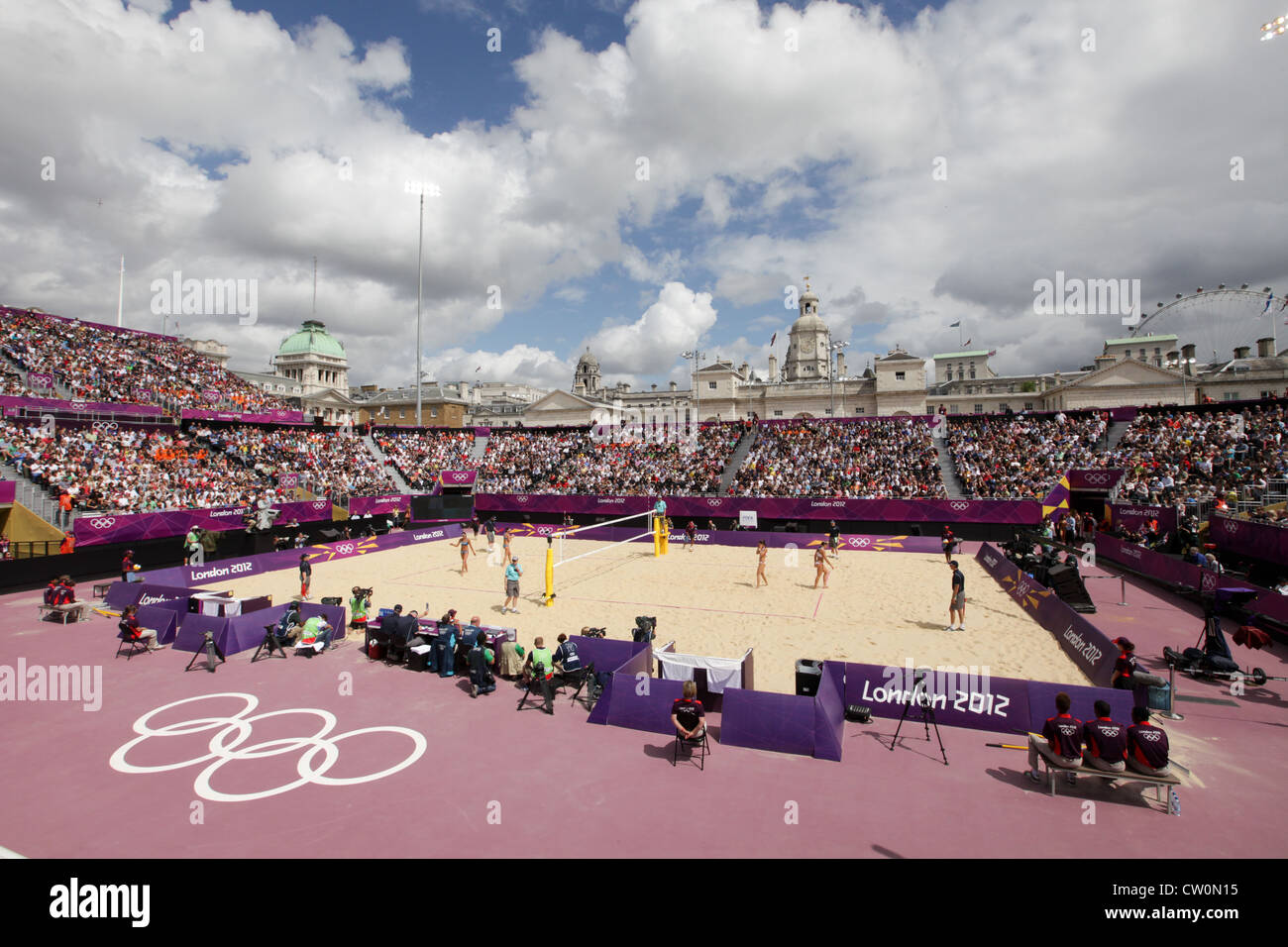 OLYMPIC GAMES BEACH VOLLEY BALL AT HORSE GUARDS PARADE LONDON DURING