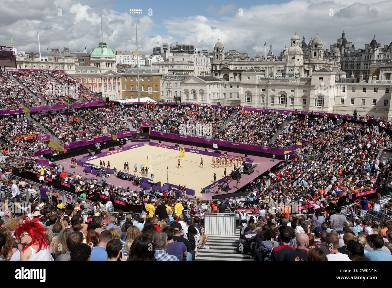 OLYMPIC GAMES BEACH VOLLEY BALL AT HORSE GUARDS PARADE LONDON DURING