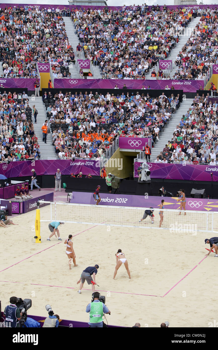 OLYMPIC GAMES BEACH VOLLEY BALL AT HORSE GUARDS PARADE LONDON DURING