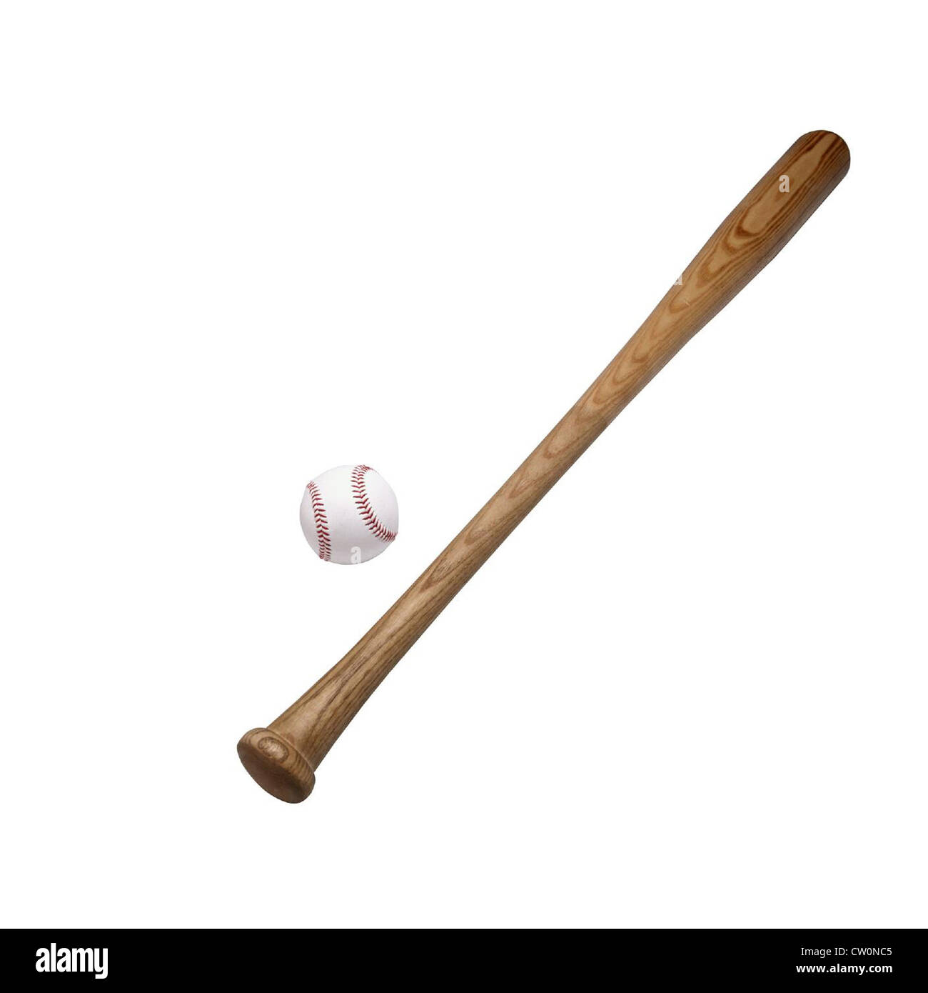 Wooden baseball bats with ball Stock Photo