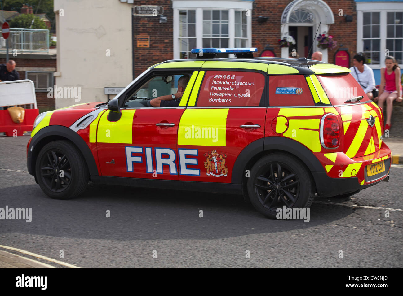 Dorset Fire and Rescue Service Mini car on patrol at Weymouth for the