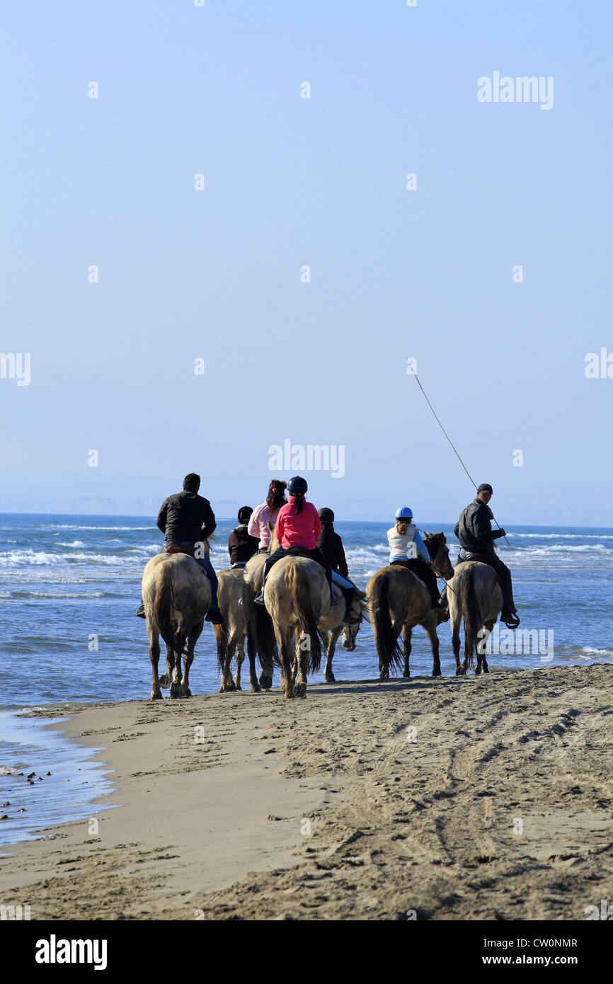 Leisurely walk on the Beach Espiguette, Le Grau du Roi, Languedoc Roussillon, France Stock Photo