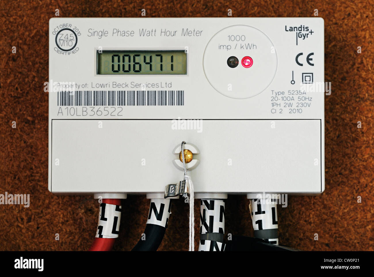 Electricity Meter, UK, Close Up. Stock Photo