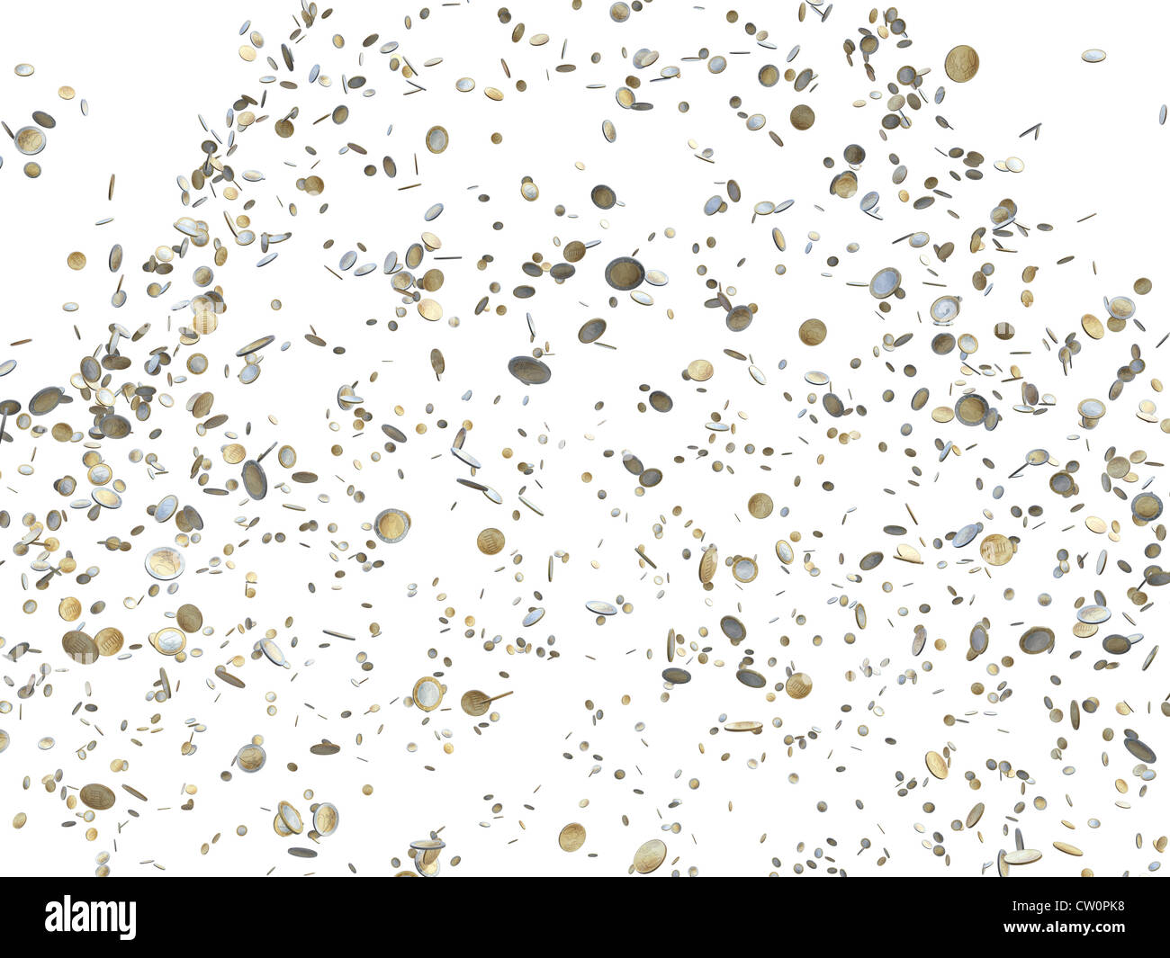 euro coins falling isolated on white background Stock Photo - Alamy