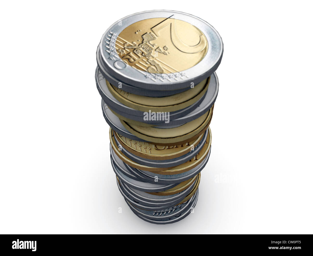 euro coins isolated on white background Stock Photo - Alamy