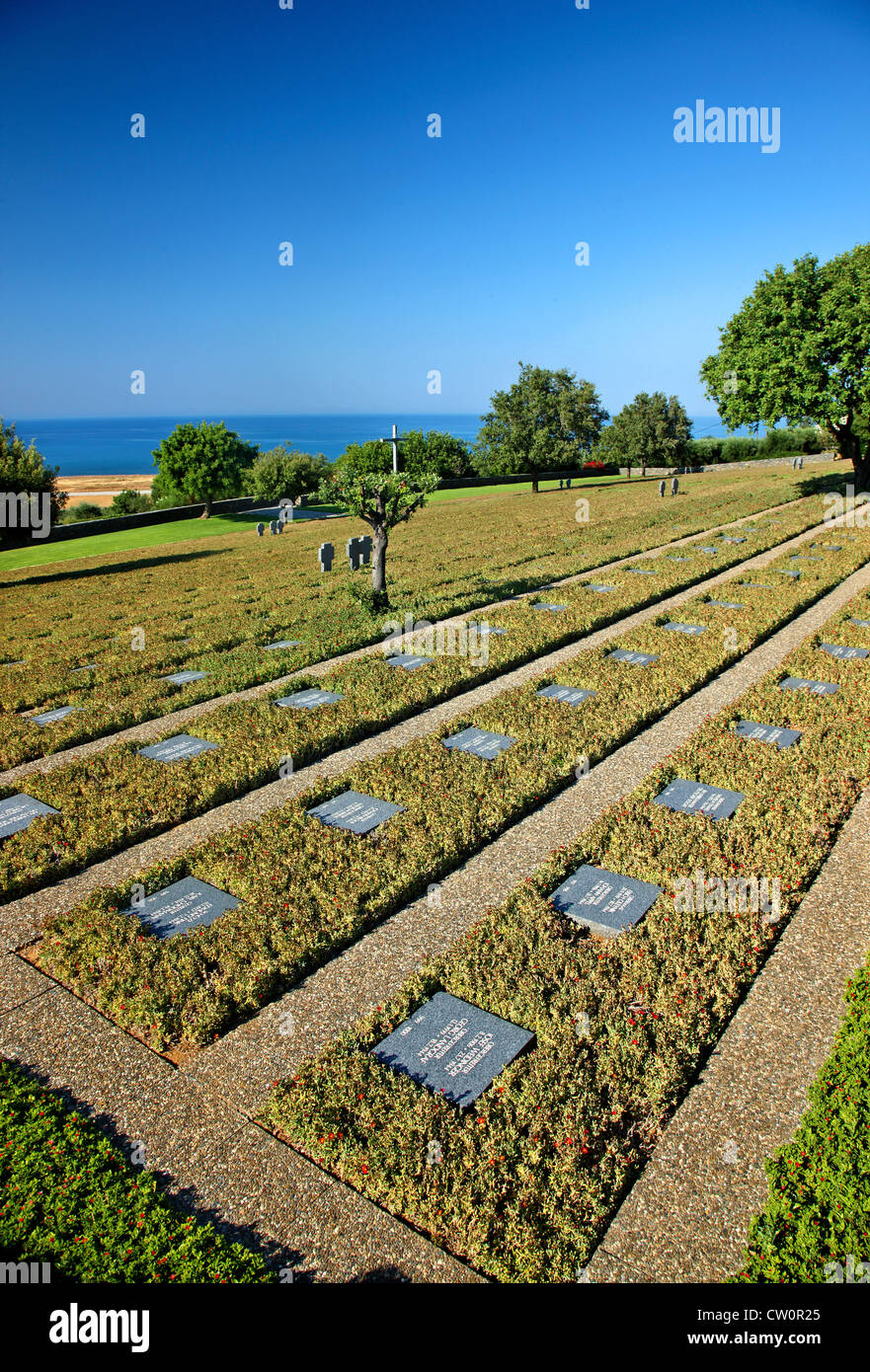 The German cemetery (WW 2) at Maleme, Chania, Crete, Greece Stock Photo