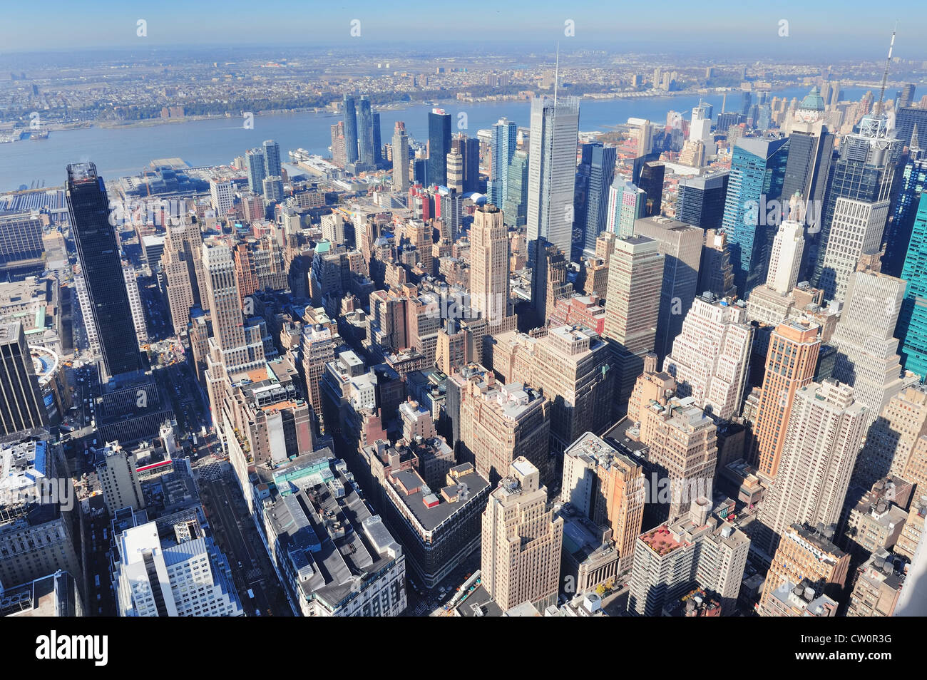 New York City skyscrapers in midtown Manhattan aerial panorama view in ...