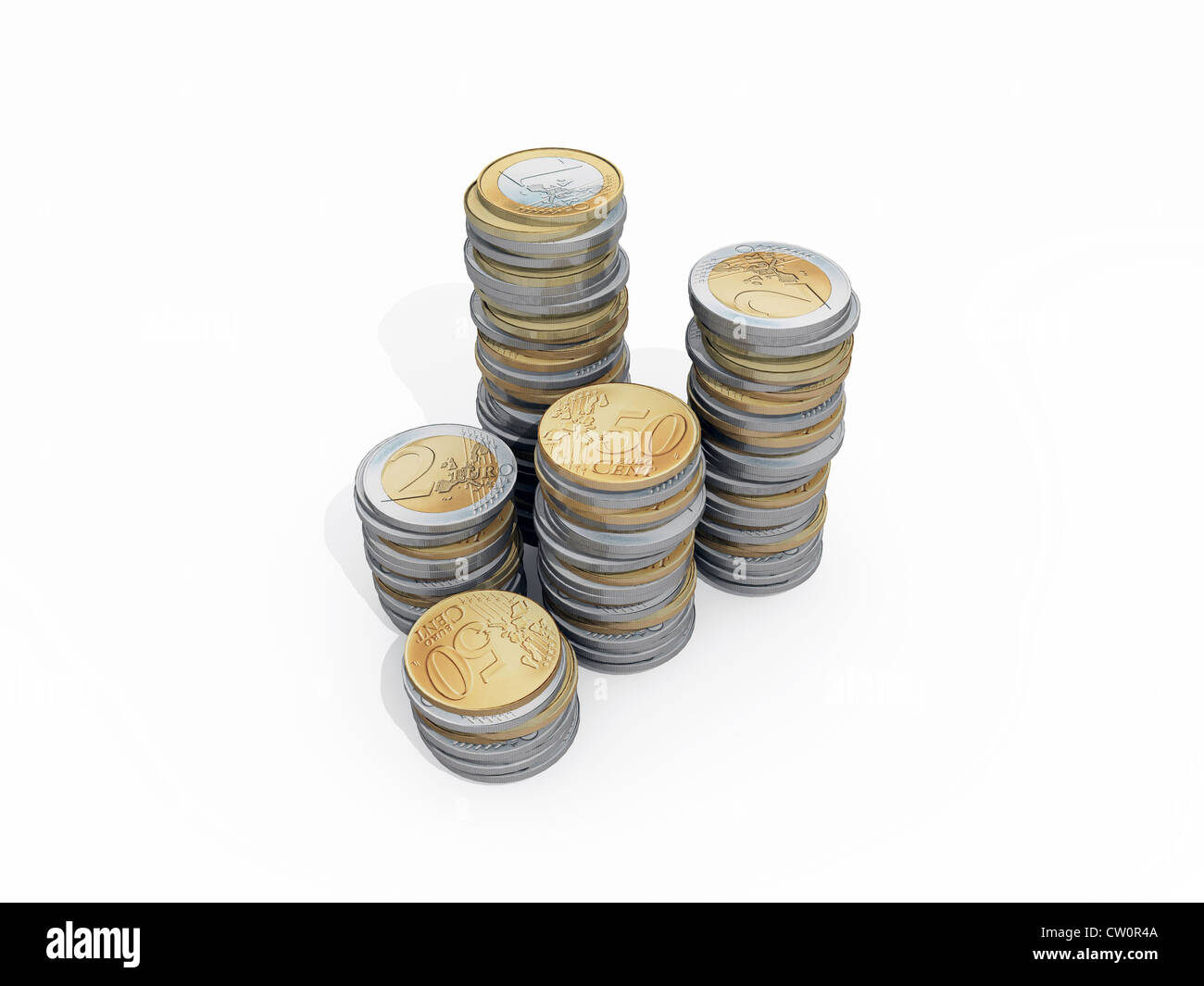 euro coins isolated on white background Stock Photo - Alamy
