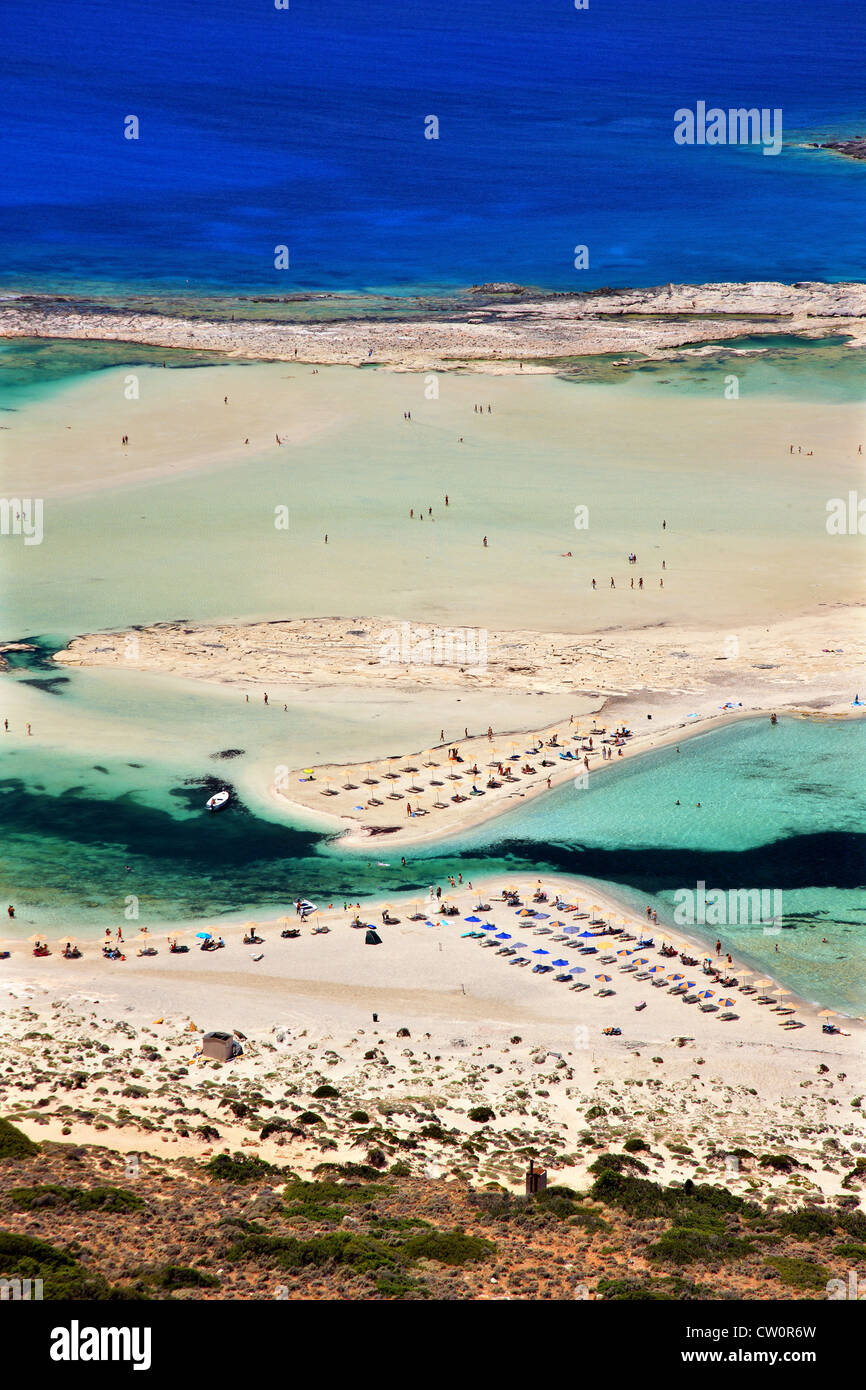 Balos (Gramvousa) beach on the norhwest coast of  Crete island, in Chania Prefecture, Greece. Stock Photo