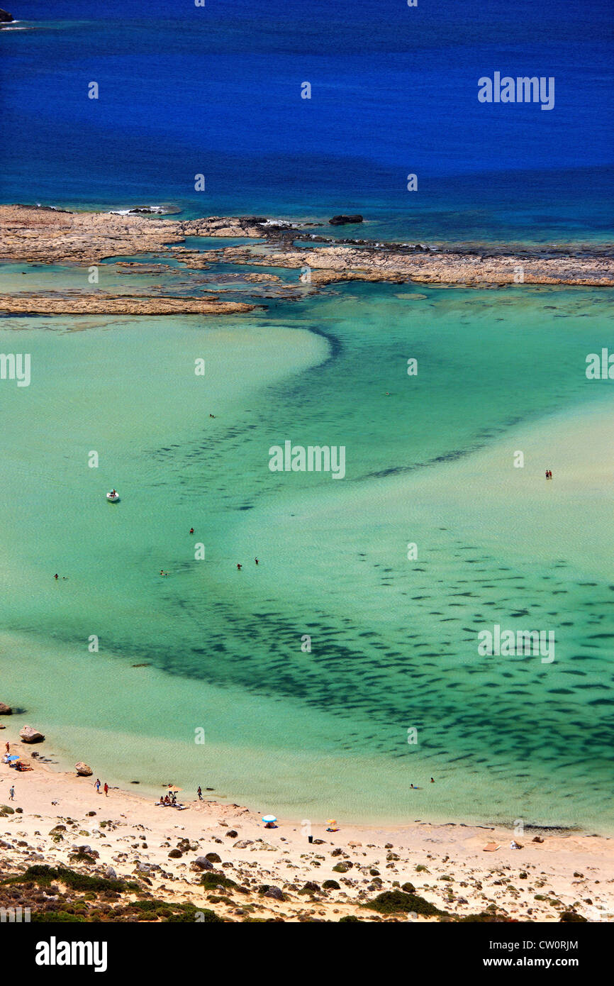 Balos (Gramvousa) beach on the norhwest coast of  Crete island, in Chania Prefecture, Greece. Stock Photo