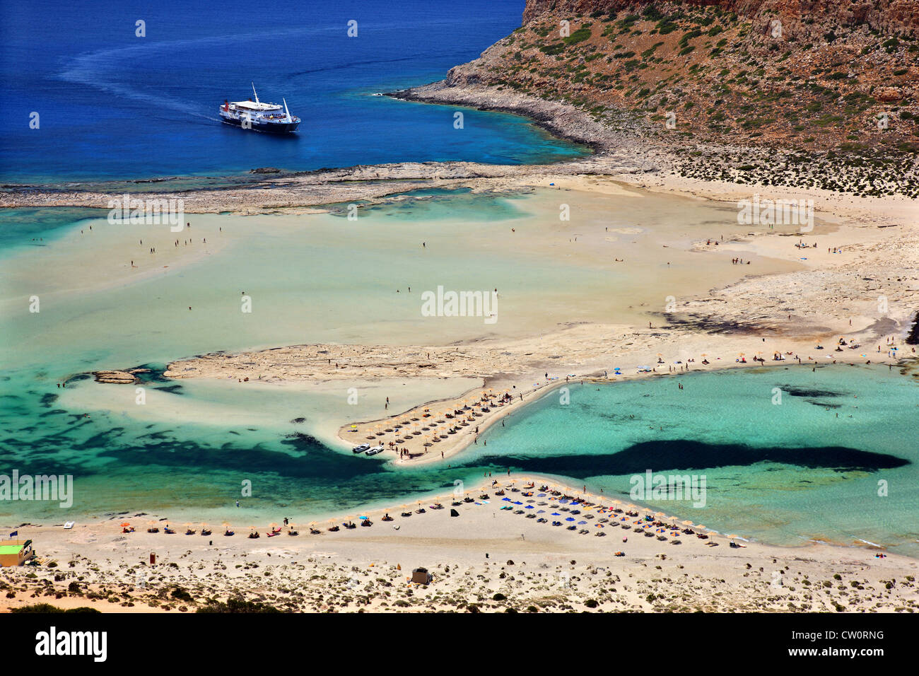 Balos (Gramvousa) beach on the norhwest coast of  Crete island, in Chania Prefecture, Greece. Stock Photo