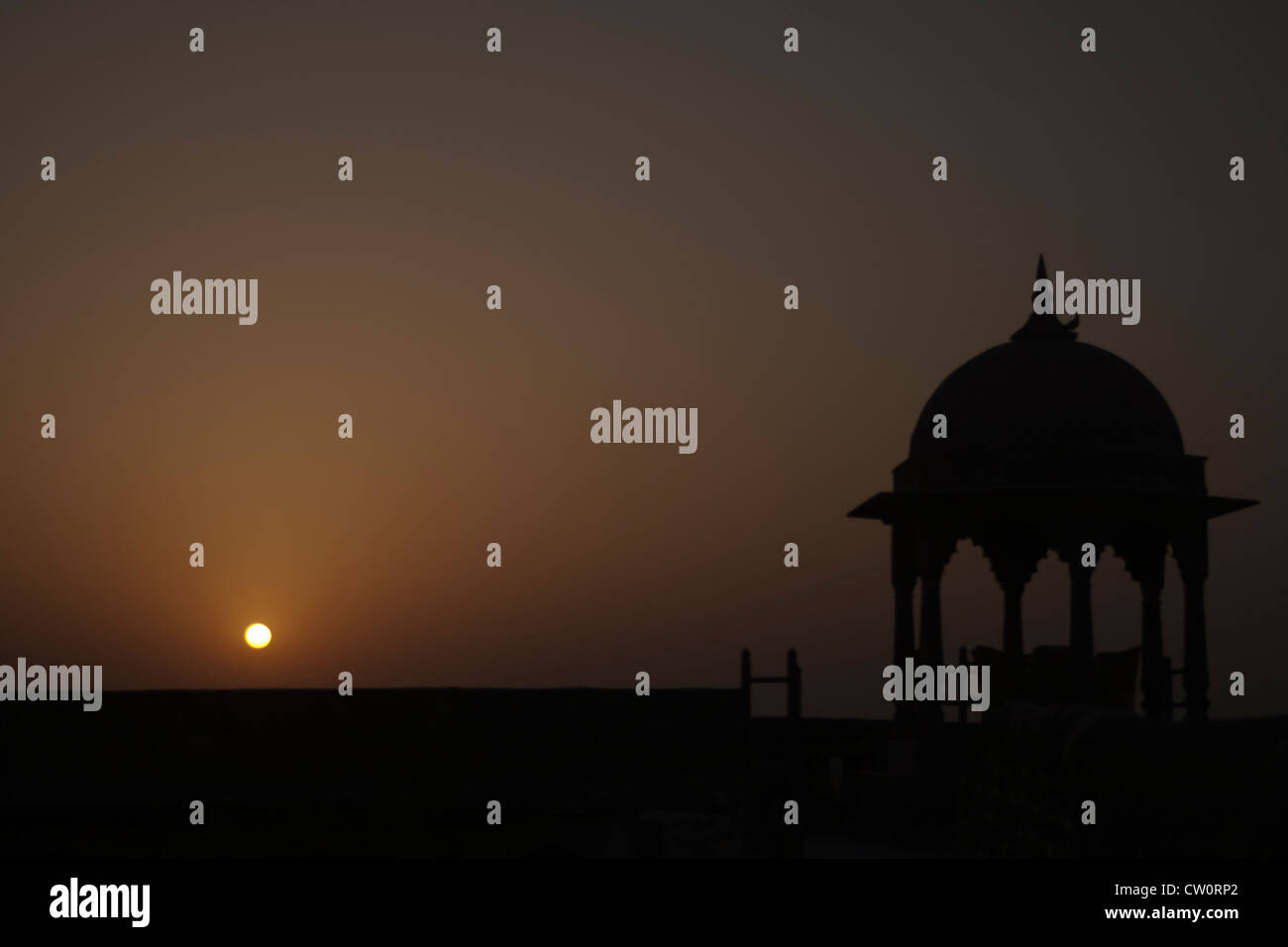 The famous Khimsar Fort Palace Hotel near Jodhpur , Rajasthan in a sunset setting Stock Photo