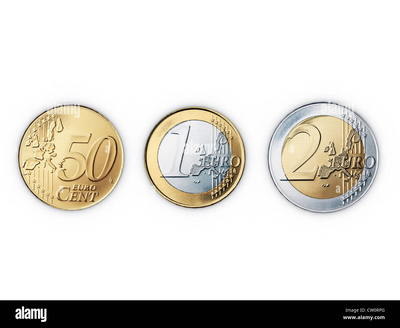 euro coins isolated on white background Stock Photo - Alamy