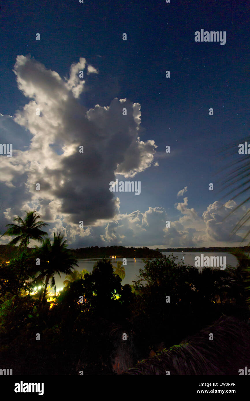 Moonrise over Bocas del Toro Stock Photo
