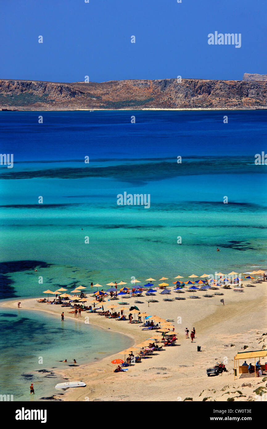 Balos (Gramvousa) beach on the norhwest coast of  Crete island, in Chania Prefecture, Greece. Stock Photo