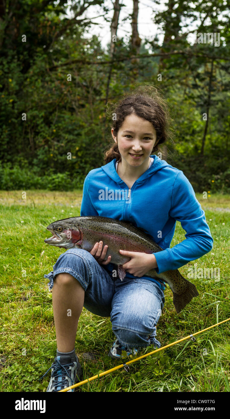 Young girl trout fishing in hires stock photography and images Alamy