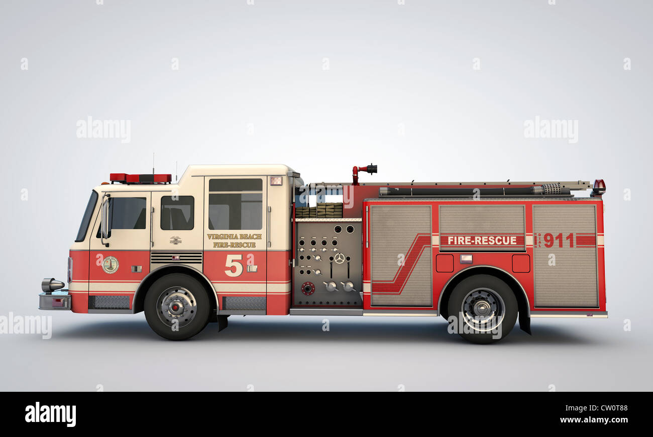 fire truck isolated on white background Stock Photo - Alamy