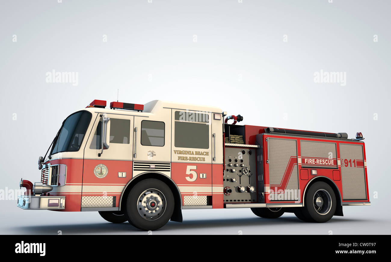 fire truck isolated on white background Stock Photo - Alamy
