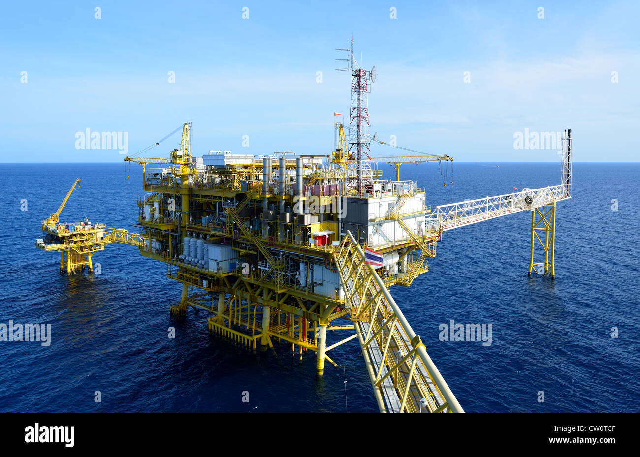 The oil rig in the gulf of Thailand. Stock Photo