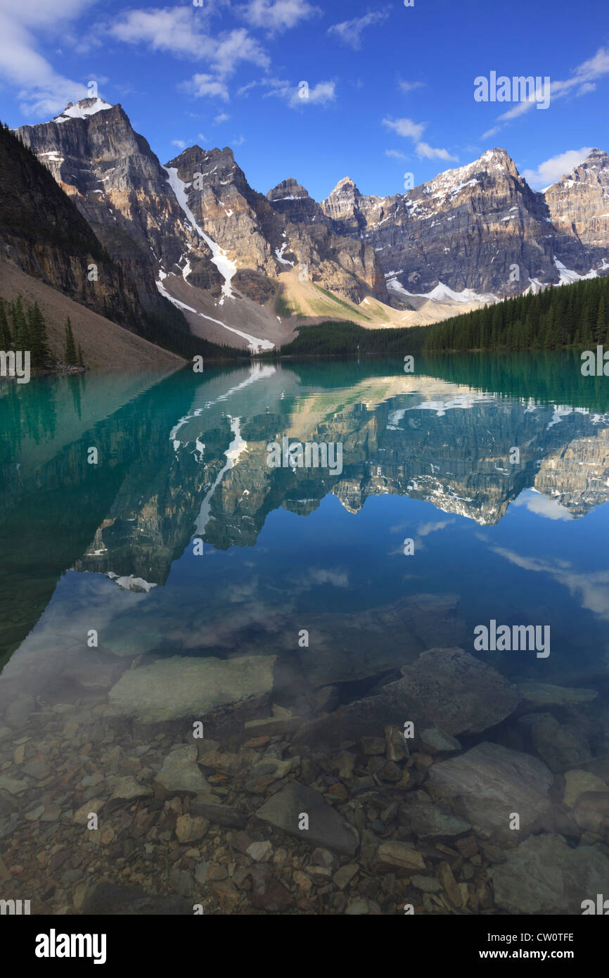 Alpine reflections at Moraine Lake in Canadian Rockies Stock Photo - Alamy
