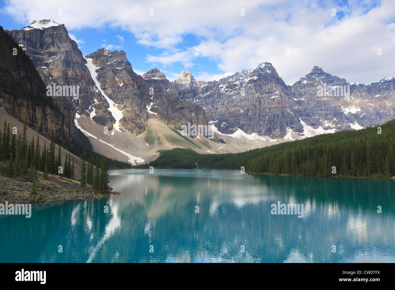 Morning reflections at Moraine Lake in Canadian Rockies Stock Photo - Alamy