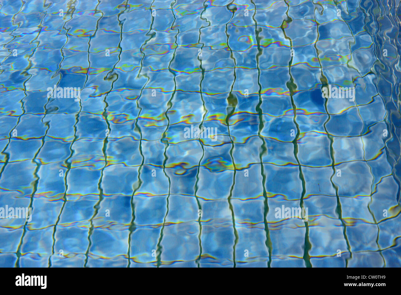 background made of a close-up of pool water reflect with light. Stock Photo