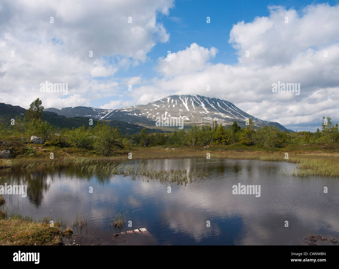 Gaustatoppen mountain in southern Norway seen from below Stock Photo