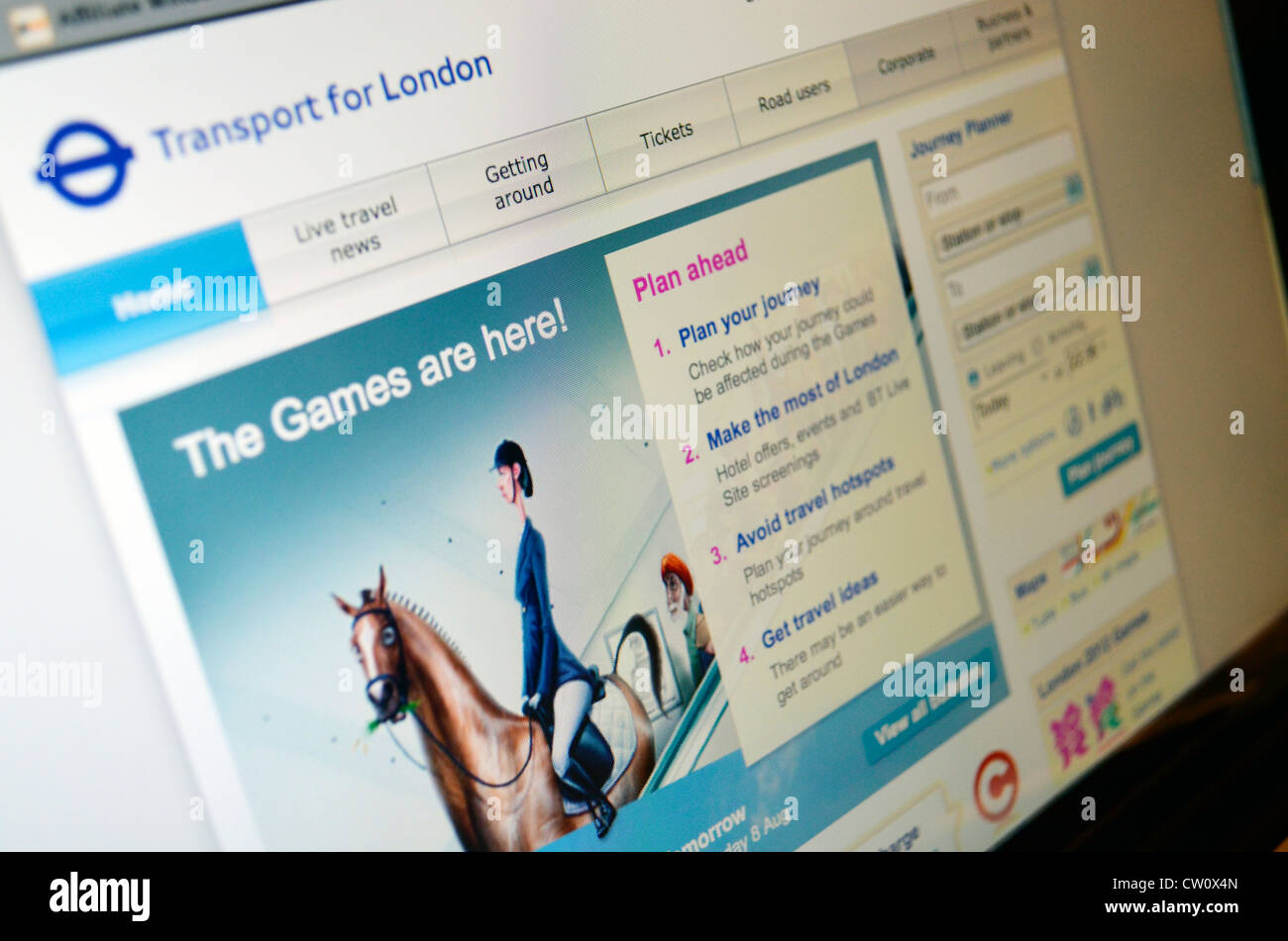 TFL - Transport for London website landscape photo Stock Photo