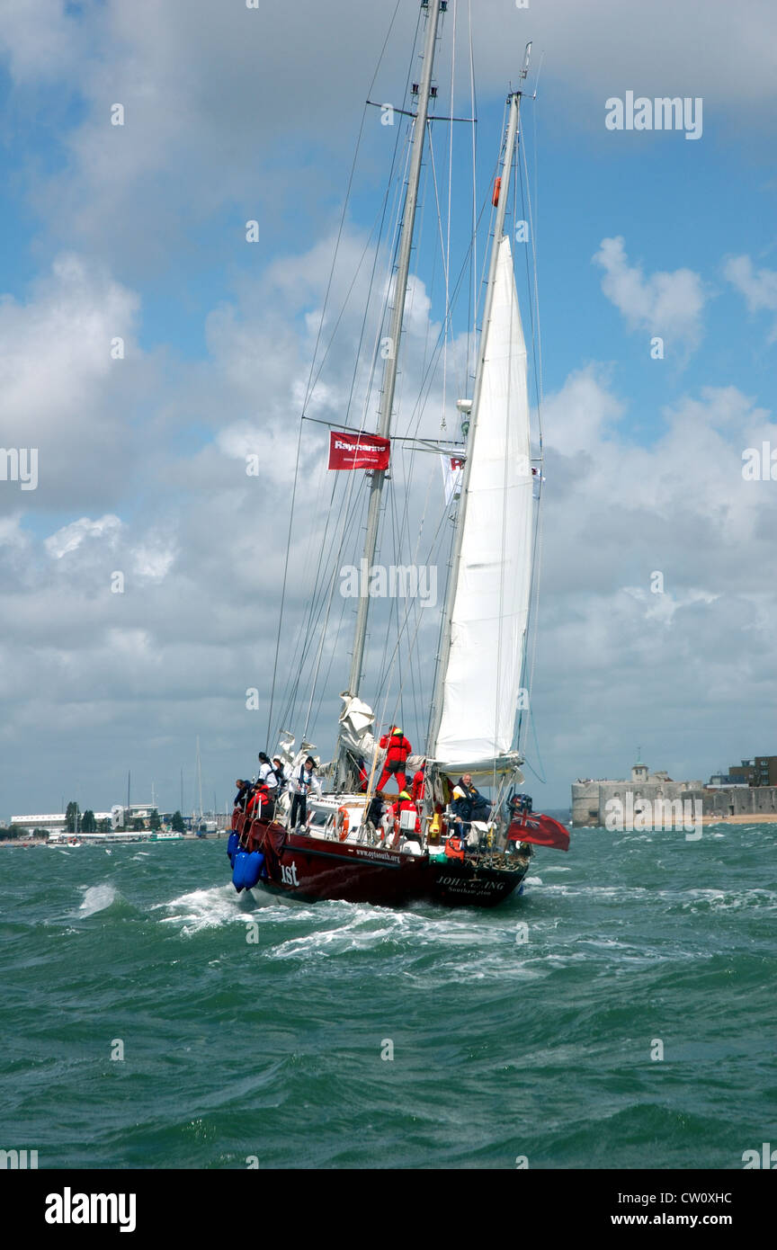 Tall ship John Laing sailing in to Portsmouth harbour, Hampshire, UK Stock Photo Alamy